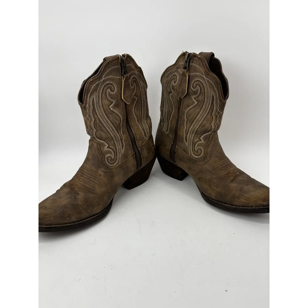 Durango Crush Short Ankle Cowgirl Boots Women's Size 6.5 US 36 EU 3.5 UK